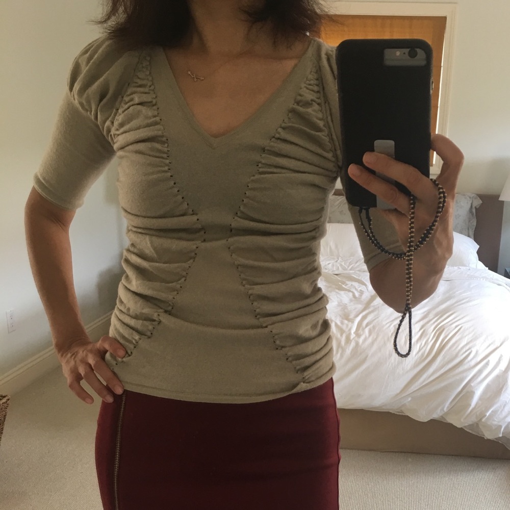 Wool short sleeve sweater